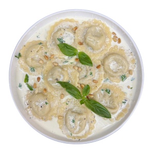 Ravioli với phô mai và nấm